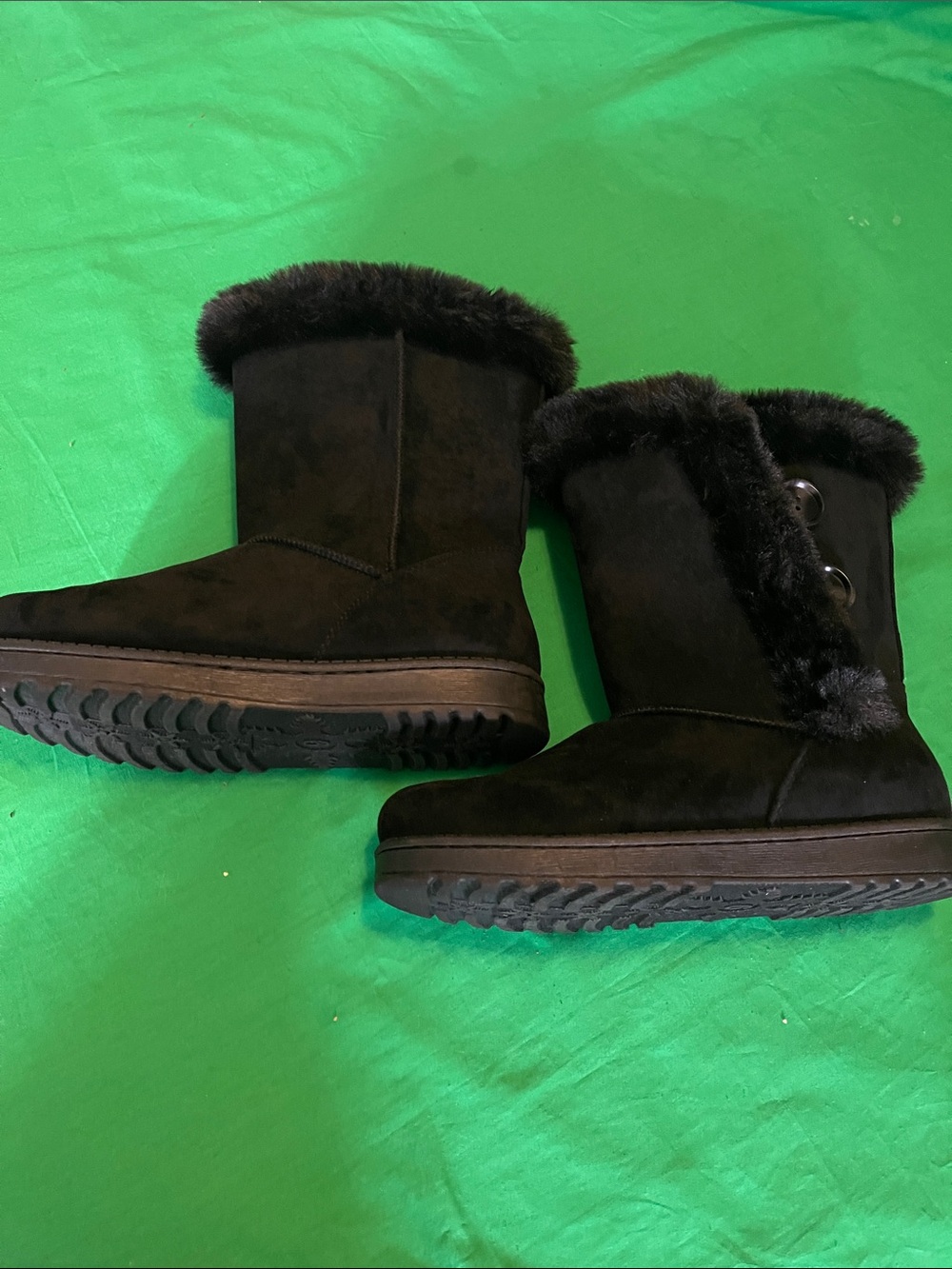 SO Black Faux Fur Cuffed Winter Boots